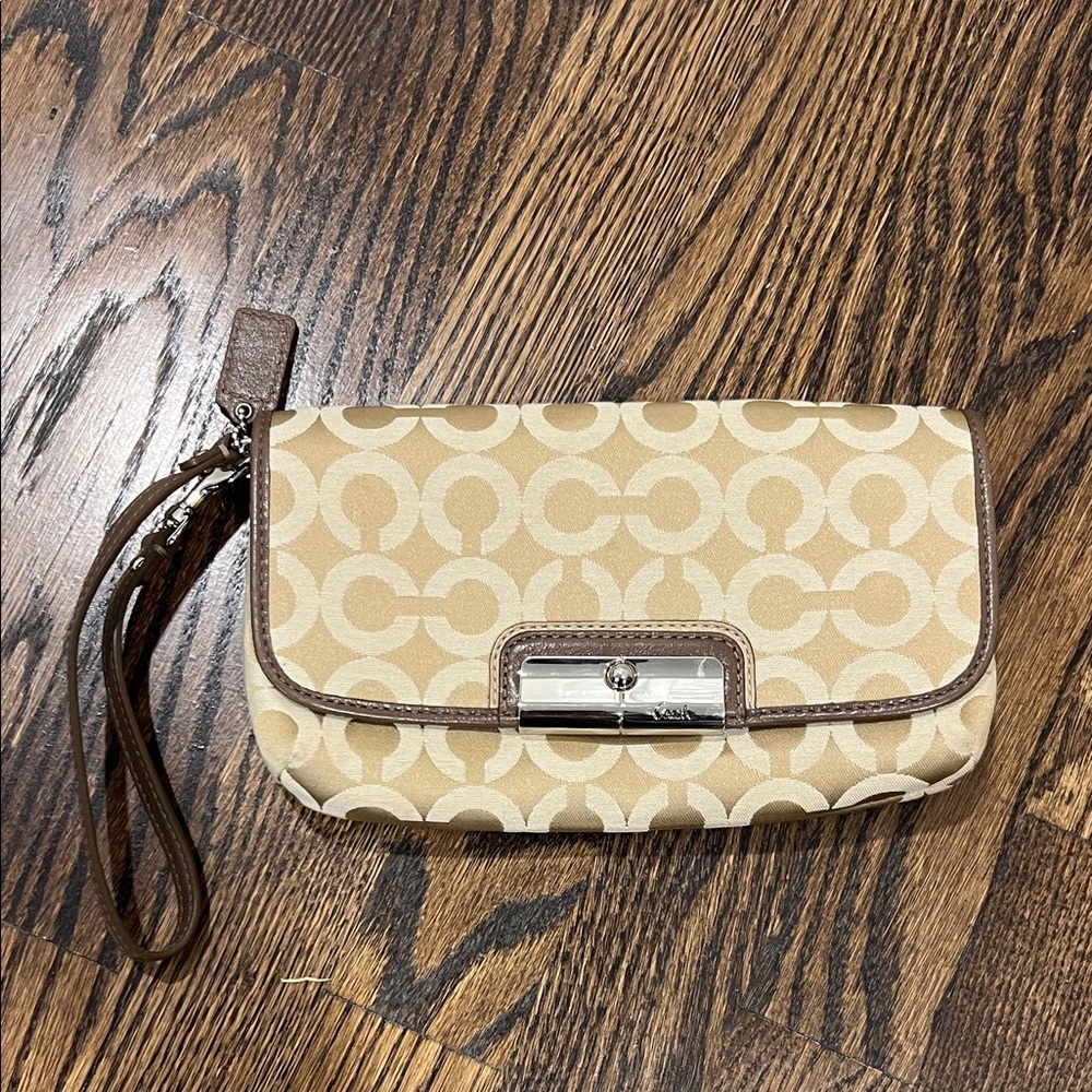 Coach Beige and Brown Clutch